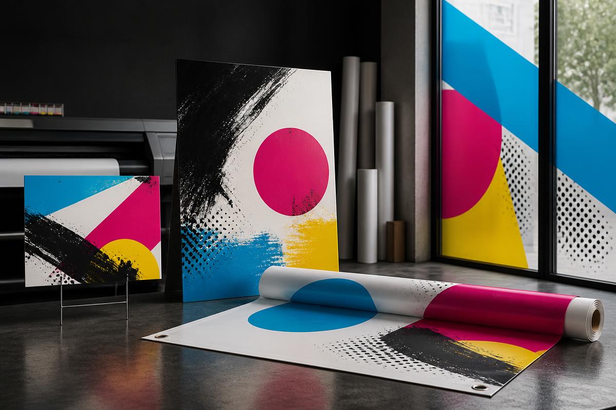 Representative banners, signs, posters, and large-format graphics